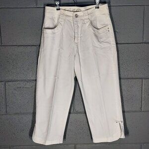 Ethyl Classic White Capri Stretch Jeans with Embellishment Rhinestones - Size 4